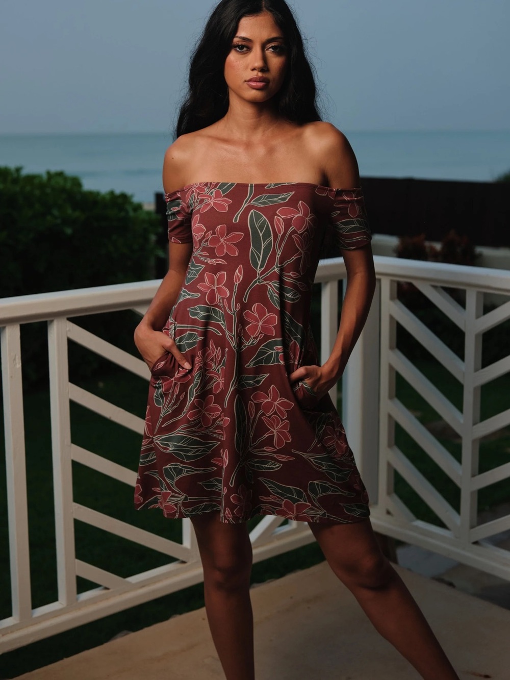 KAHULALEʻA DRESS LAULE'A BURGUNDY PUA MELIA